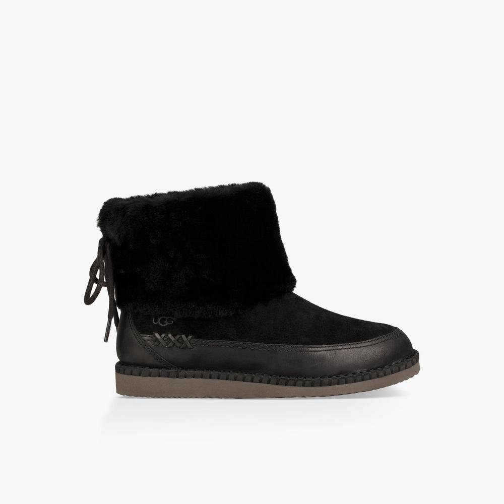 Bottes Classic UGG Quinlin Fluff Femme Noir Soldes 649TAQYN